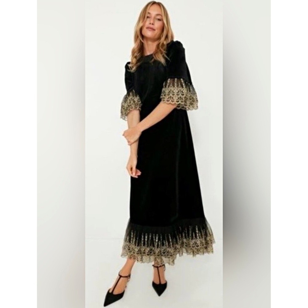 NWT Tuckernuck Pomander Place Lillith Black Gold Lace Dress Maxi Size 3XL XXXL